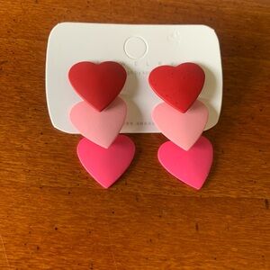Heart-Shaped Red and Pink Earrings